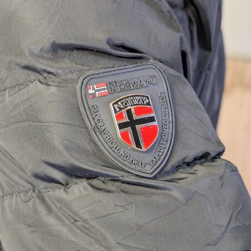 Dynamics Geographical Norway Black Quilted Long Puffer Coat Size 8 - Picture 6 of 7